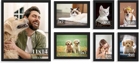 PEALSN 15 Pack Collage Picture Frames, Gallery Wall Frame Set with Three 8x10, Six 5x7, and Six 4x6, Multiple Photo Frames for Wall Gallery Decor, Black in Kuwait