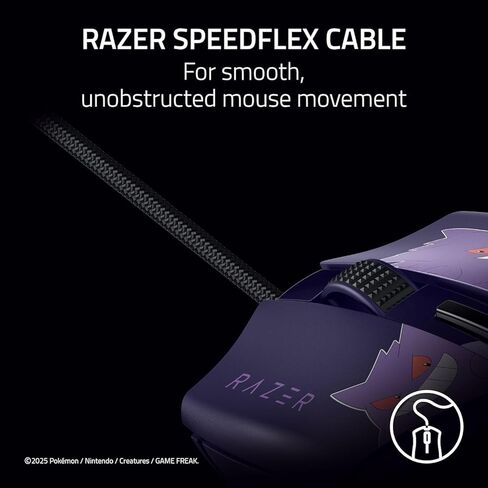 Razer Cobra Gengar Edition - ماوس ألعاب سلكي خفيف الوزن - مستشعر 8500 نقطة لكل بوصة - 58 جرام - مفاتيح الماوس الضوئية من الجيل الثالث - إضاءة Chroma - كابل Speedflex - الكمبيوتر الشخصي/MAC | بوكيمون جينجار in Saudi Arabia