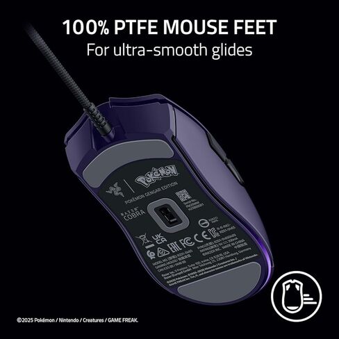 Razer Cobra Gengar Edition - ماوس ألعاب سلكي خفيف الوزن - مستشعر 8500 نقطة لكل بوصة - 58 جرام - مفاتيح الماوس الضوئية من الجيل الثالث - إضاءة Chroma - كابل Speedflex - الكمبيوتر الشخصي/MAC | بوكيمون جينجار in Saudi Arabia