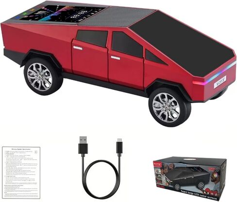 WS-580 Bluetooth Pickup Truck Replica Portable Speaker,with Display Screen,HD Sound, TWS Pairing, FM Radio,Built-in Microphone Hands-Free Calling, LED Party Light, Surprise Gift for Car Lovers(Red) in Saudi Arabia