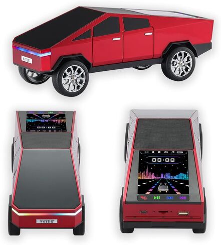 WS-580 Bluetooth Pickup Truck Replica Portable Speaker,with Display Screen,HD Sound, TWS Pairing, FM Radio,Built-in Microphone Hands-Free Calling, LED Party Light, Surprise Gift for Car Lovers(Red) in Saudi Arabia