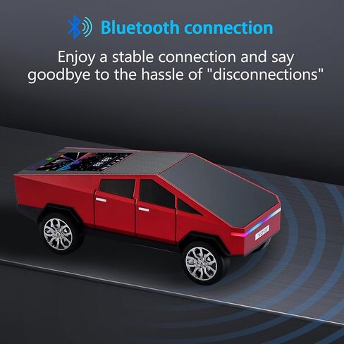 WS-580 Bluetooth Pickup Truck Replica Portable Speaker,with Display Screen,HD Sound, TWS Pairing, FM Radio,Built-in Microphone Hands-Free Calling, LED Party Light, Surprise Gift for Car Lovers(Red) in Saudi Arabia