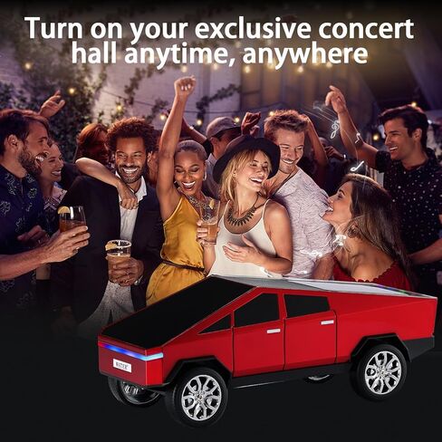 WS-580 Bluetooth Pickup Truck Replica Portable Speaker,with Display Screen,HD Sound, TWS Pairing, FM Radio,Built-in Microphone Hands-Free Calling, LED Party Light, Surprise Gift for Car Lovers(Red) in Saudi Arabia