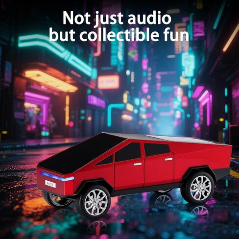 WS-580 Bluetooth Pickup Truck Replica Portable Speaker,with Display Screen,HD Sound, TWS Pairing, FM Radio,Built-in Microphone Hands-Free Calling, LED Party Light, Surprise Gift for Car Lovers(Red) in Saudi Arabia