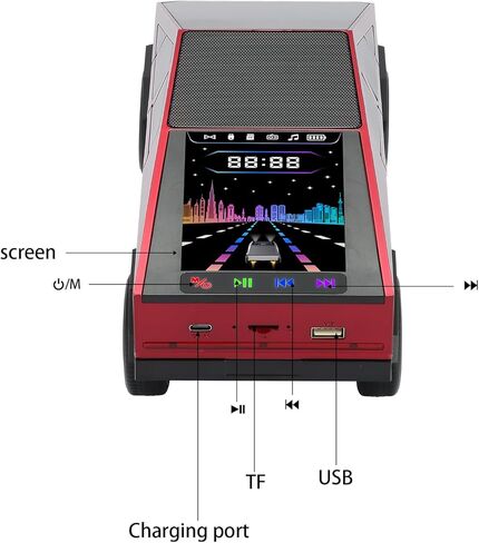 WS-580 Bluetooth Pickup Truck Replica Portable Speaker,with Display Screen,HD Sound, TWS Pairing, FM Radio,Built-in Microphone Hands-Free Calling, LED Party Light, Surprise Gift for Car Lovers(Red) in Saudi Arabia