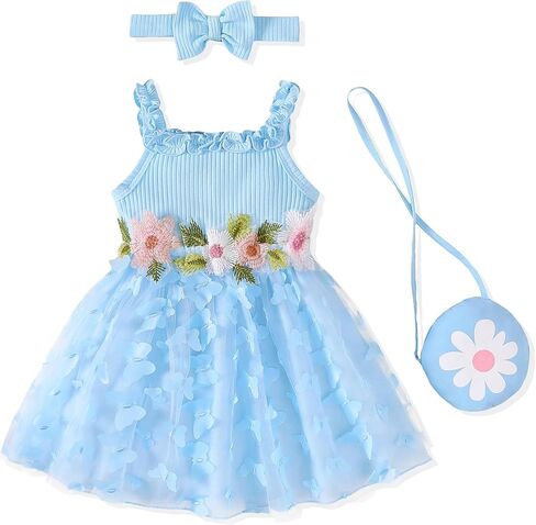 Renotemy Baby Girl Flower Dress Tutu Birthday Wedding Princess Party Fairy Halter Dresses Photography for 0-18 Months Girls in Saudi Arabia