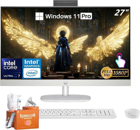 كمبيوتر مكتبي HP 27 بوصة 2026 الكل في واحد، Intel 12-Core Ultra 7 255U (يصل إلى 5.2 جيجا هرتز)، شاشة لمس FHD مضادة للتوهج 27 بوصة، 32 جيجا بايت 5600 DDR5 RAM، 1 تيرابايت PCIe Gen4 SSD، Win 11 Pro، Wi-Fi 6، قابل للتعديل، للأعمال in Kuwait