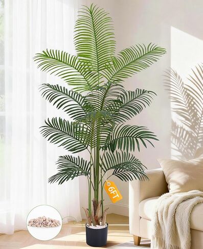 5.2FT Artificial Plants Indoor Palm Tree with Planter, Tall Fake Tree with Realistic Leaves and Palm Trunks, Tropical Fake Plants for Home Office Living Room Bedroom Indoor Outdoor Decor in Saudi Arabia