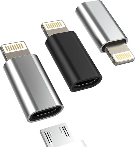 محول شحن Lightning إلى Micro USB (3 عبوات) لهاتف iPhone 14 13 12 11 Pro Max لجهاز iPad Mini Micro USB أنثى إلى موصل كابل Lightning Male لأجهزة Apple وملحقات منفذ شاحن سلك Android in Saudi Arabia