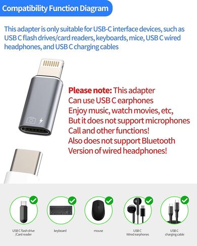 محول صوت OTG USB C أنثى إلى Lightning ذكر (عبوة من قطعتين) لهاتف iPhone14 13 12 11 Pro Max موصل شحن نوع C كابل سماعة رأس ميكروفون محول منفذ قارئ بطاقة لأجهزة Apple لشاحن iPad in Saudi Arabia
