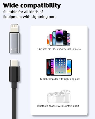 محول صوت OTG USB C أنثى إلى Lightning ذكر (عبوة من قطعتين) لهاتف iPhone14 13 12 11 Pro Max موصل شحن نوع C كابل سماعة رأس ميكروفون محول منفذ قارئ بطاقة لأجهزة Apple لشاحن iPad in Saudi Arabia