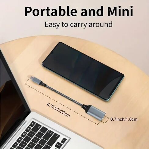 USB C to USB 3.0 Adapter USB C Male to USB Female OTG Cable Adapter Compatible with Laptops MacBook Pro/Air, iPhone 16 Pro Max/16 Plus/16e/15, Samsung Galaxy S25/S24/S23 Fast Phone Charger (Gray) in Saudi Arabia