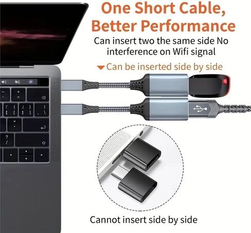 USB C to USB 3.0 Adapter USB C Male to USB Female OTG Cable Adapter Compatible with Laptops MacBook Pro/Air, iPhone 16 Pro Max/16 Plus/16e/15, Samsung Galaxy S25/S24/S23 Fast Phone Charger (Gray) in Saudi Arabia