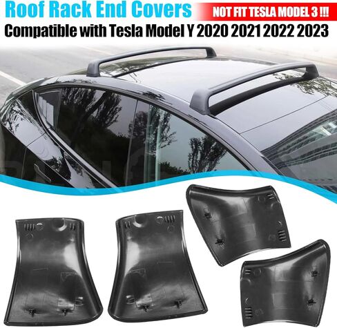 Jaronx متوافق مع Tesla Model Y غطاء حامل السقف غطاء نهاية السكك الحديدية 2020-2023، 4 قطع أغطية القضبان المتقاطعة لحامل السقف لطراز Tesla Y استبدال 1518242-00-B 1518243-00-A 1518249-00-B 1518250-00-A in Saudi Arabia