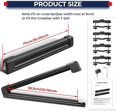MOSTPLUS Lockable Ski Racks Snowboard Racks CrossBars Rack with Metal Lock and Rubber Padding,Fits 6 Pairs Skis or 4 Snowboards,Universal Fit for Vehicles,Aluminum 30" in Saudi Arabia
