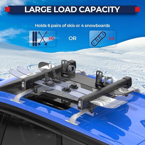 MOSTPLUS Lockable Ski Racks Snowboard Racks CrossBars Rack with Metal Lock and Rubber Padding,Fits 6 Pairs Skis or 4 Snowboards,Universal Fit for Vehicles,Aluminum 30" in Saudi Arabia
