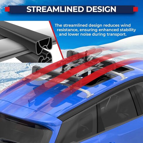 MOSTPLUS Lockable Ski Racks Snowboard Racks CrossBars Rack with Metal Lock and Rubber Padding,Fits 6 Pairs Skis or 4 Snowboards,Universal Fit for Vehicles,Aluminum 30" in Saudi Arabia