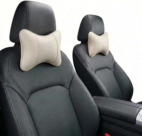 Car Pillow for Car Neck Pillow for Driving Seat Leath Neck Support Soft Cushion with Extra Filling Accessories Back Support for Travel Nap and Trips Sleeping 2PCS (Neck, Red) in Saudi Arabia