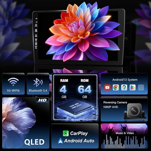 راديو 5G-WiFi6 (4Ram 64 ROM) لسيارة Toyota Tacoma Upgrade 2005-2015، وحدة رأس تعمل باللمس مقاس 9 بوصات - CarPlay لاسلكي Android Auto AM/FM/1080P كاميرا احتياطية in Saudi Arabia