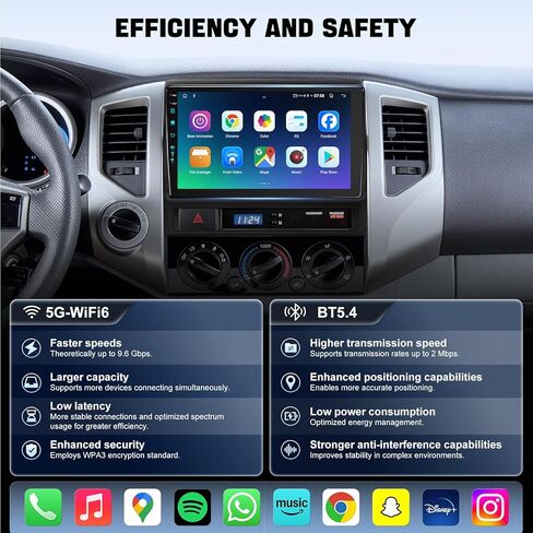 راديو 5G-WiFi6 (4Ram 64 ROM) لسيارة Toyota Tacoma Upgrade 2005-2015، وحدة رأس تعمل باللمس مقاس 9 بوصات - CarPlay لاسلكي Android Auto AM/FM/1080P كاميرا احتياطية in Saudi Arabia