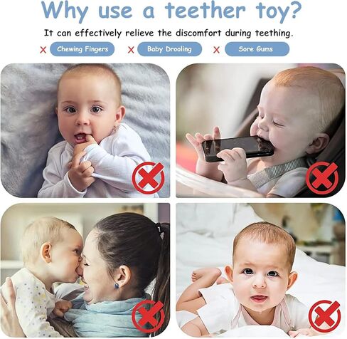 Baby Teething Ring Toys [Original] - Silicone Rattle Teethers for Babies, Dinosaur Baby Teether Chew Toys Teething Relief, Stuff Essentials and Gifts for Toddler Infant Boys Girls 3+ Months in Saudi Arabia