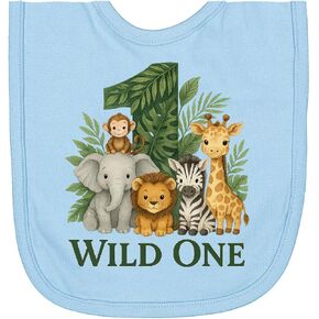 inktastic Wild 1 1st Birthday Safari Animals Newborn Bib in Kuwait