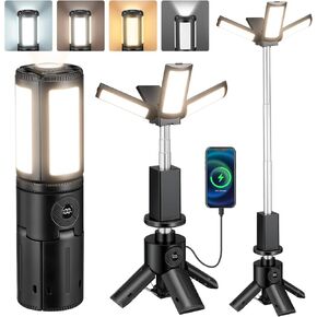 Telescopic Rechargeable Camping Light: 12000mAh Portable Camping Lights with Stand - Outdoor Collapsible Camping Lanterns with 7200/5000/3600K Dimmable IPX5 Waterproof for Hiking Camping in Saudi Arabia