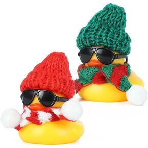 Purple Glitter Rubber Duck with Knit Hat, Sunglasses & Necklace - Car Dashboard Decor, DIY Cute Duck Ornament for Stress Relief, Home & Office Decoration in Kuwait