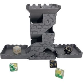 Castle Retro Black Dagger Dice Dice Tower RPG Tabletop Roleplaying Game Jail DND (Random 7PCS D20 Dice Set Included) Black&White in Kuwait