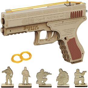 3D Wooden Gun Puzzle, Rubber Band Gun Model DIY Building Toys Mechanical Model - Multi-Player Game with Rubber Bands, Crafts for Adults (Classic-Rifle) in Saudi Arabia