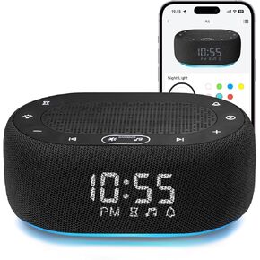 1Mii جهاز صوت بضوضاء بيضاء مع ساعة منبه، جهاز صوت للنوم للأطفال البالغين، 30 صوتًا مهدئًا، تحكم سهل بالتطبيق، ضوء ليلي 7 ألوان قابل للتعتيم، مؤقت للنوم، 30 مستوى صوت - رمادي in Kuwait