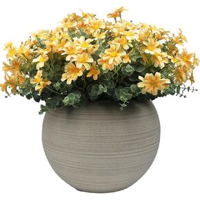 16 Bundles UV Resistant Artificial Daisy Flowers Fake Eucalyptus Plant Greenery for Indoor Outdoor Shrubbery Pot Home Table Centerpieces (White) in Saudi Arabia