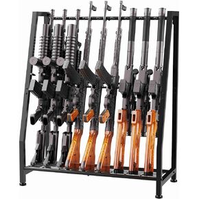 Gun Rack Rifle Stand Floor for Indoor Display, Gun Holder Storage Organizer Holds 9 Long Guns, Heavy Duty Metal Adjustable Vertical Gun Shelf for Home Garage or Retail Shop in Saudi Arabia