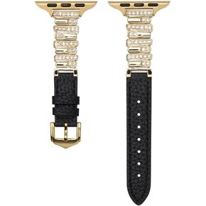 Leather Strap Compatible with Apple Watch Bands Luxurious Slim Fashion Strap Premium Stainless Steel Connectors Designed for Women iWatch Series 11/10/9/8/7/6/5/4/SE (38/40/41/42/44/45/46mm) in Saudi Arabia