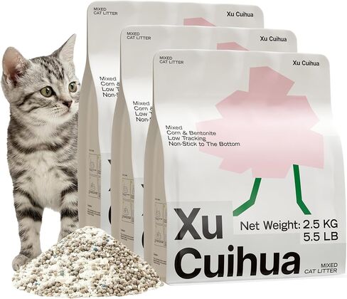 Natural Cat Litter Unscented, 100% Plant-Based, Strong Clumping Litter, Easy Scooping, Clumps Lift Cleanly, Low Dust, Corn & Cassava Litter, 5.5 LB x 3 Bags in Saudi Arabia
