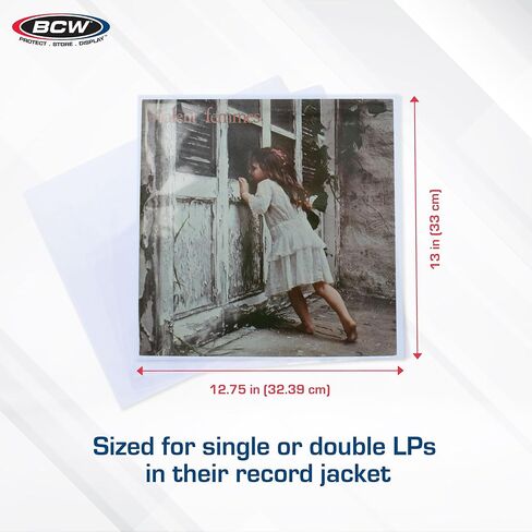 BCW 4 Mil Record Sleeves (12 Inch) - 50 ct | Clear Polypropylene Vinyl Album Protectors for 33 1/3 RPM | Archival Quality, Acid-Free | Premium Outer Sleeves for Storage of Your Vinyl Collection in Saudi Arabia