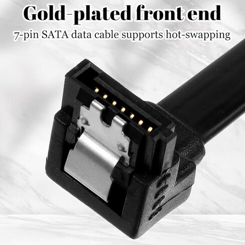 2 حزمة كابل Sata III، كابل Sata III الزاوية اليمنى إلى كابلات بيانات Satas سوداء قصيرة مستقيمة Satas CableIII 6 جيجابت في الثانية 90 درجة الزاوية اليمنى مع مزلاج القفل، SataCable 7pin لـ SSD HDD in Kuwait