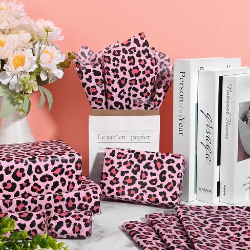 Bolsome 60 Sheets Leopard Tissue Paper for Gift Wrapping Animal Print Tissue Paper for Gift Bags for Jungle Safari Party Baby Shower Packaging DIY Crafts, 20 × 14 Inches in Kuwait