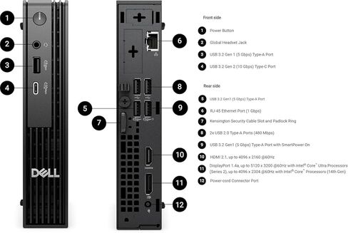 كمبيوتر سطح المكتب Dell Pro Micro من الجيل التالي OptiPlex، Intel 14-Core Ultra 5 235T (Beat i7-13700T)، ذاكرة DDR5 سعة 16 جيجابايت، تخزين 1 تيرابايت (512 جيجابايت PCIe SSD ومحرك أقراص خارجي 500 جيجابايت)، Wi-Fi 6، USB-C، HDMI، DP، Windows 11 Pro in Saudi Arabia