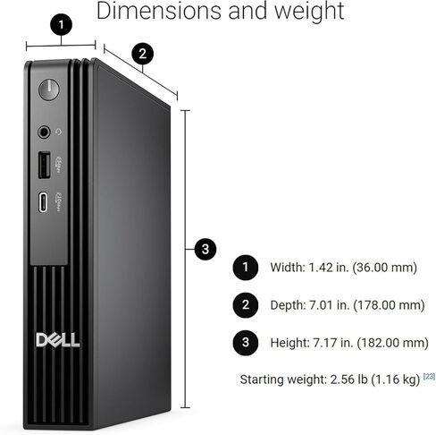 كمبيوتر سطح المكتب Dell Pro Micro من الجيل التالي OptiPlex، Intel 14-Core Ultra 5 235T (Beat i7-13700T)، ذاكرة DDR5 سعة 16 جيجابايت، تخزين 1 تيرابايت (512 جيجابايت PCIe SSD ومحرك أقراص خارجي 500 جيجابايت)، Wi-Fi 6، USB-C، HDMI، DP، Windows 11 Pro in Saudi Arabia