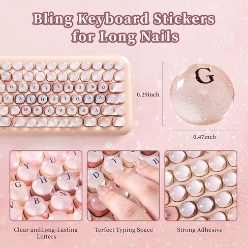 64 قطعة من مفاتيح لوحة المفاتيح لكتابة الأظافر الطويلة والألعاب، تتميز بنفس تصميم عين القط كما في فن الأظافر، متوافقة مع لوحات المفاتيح وأجهزة الكمبيوتر المحمولة (نصف الكرة الوردي) in Kuwait