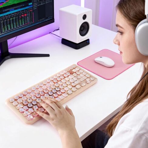 64 قطعة من مفاتيح لوحة المفاتيح لكتابة الأظافر الطويلة والألعاب، تتميز بنفس تصميم عين القط كما في فن الأظافر، متوافقة مع لوحات المفاتيح وأجهزة الكمبيوتر المحمولة (نصف الكرة الوردي) in Kuwait