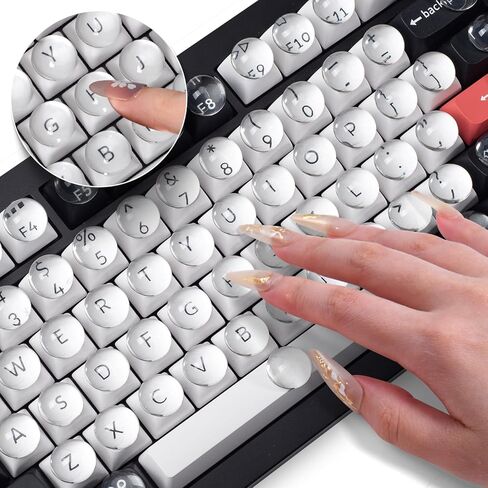 110PCS Clear Glass Nail Art Typing Stickers, Raised Keyboard Stickers Bubbles for Long Nails Keyboard Cover, Upgraded Adhesive Nail Art Typing Covers for Laptop, PC, Desktop Computer (Round) in Saudi Arabia