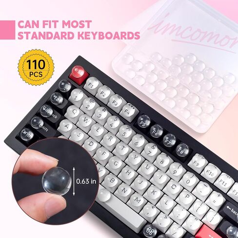 110PCS Clear Glass Nail Art Typing Stickers, Raised Keyboard Stickers Bubbles for Long Nails Keyboard Cover, Upgraded Adhesive Nail Art Typing Covers for Laptop, PC, Desktop Computer (Round) in Saudi Arabia