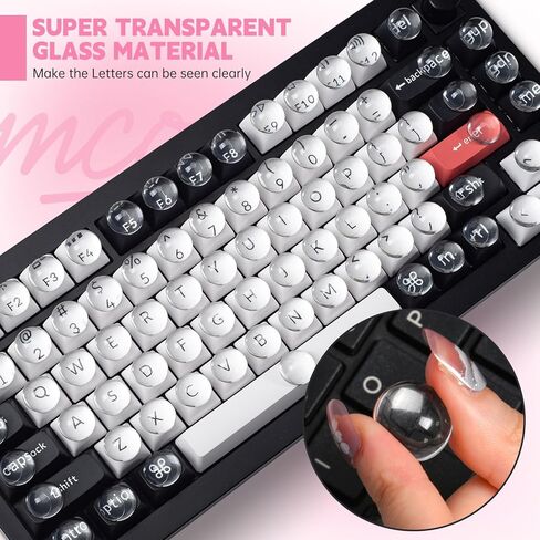 110PCS Clear Glass Nail Art Typing Stickers, Raised Keyboard Stickers Bubbles for Long Nails Keyboard Cover, Upgraded Adhesive Nail Art Typing Covers for Laptop, PC, Desktop Computer (Round) in Saudi Arabia