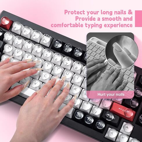 110PCS Clear Glass Nail Art Typing Stickers, Raised Keyboard Stickers Bubbles for Long Nails Keyboard Cover, Upgraded Adhesive Nail Art Typing Covers for Laptop, PC, Desktop Computer (Round) in Saudi Arabia
