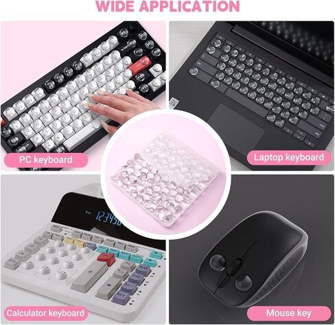 110PCS Clear Glass Nail Art Typing Stickers, Raised Keyboard Stickers Bubbles for Long Nails Keyboard Cover, Upgraded Adhesive Nail Art Typing Covers for Laptop, PC, Desktop Computer (Round) in Saudi Arabia