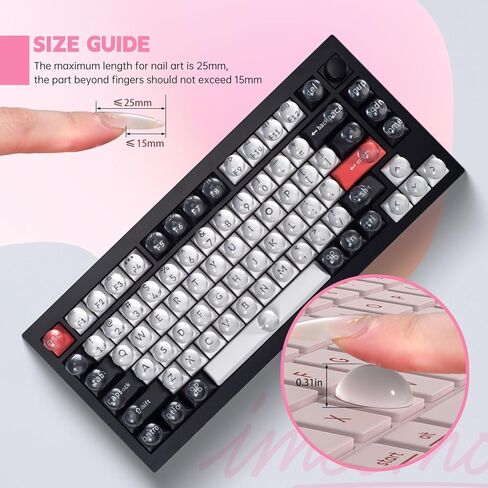 110PCS Clear Glass Nail Art Typing Stickers, Raised Keyboard Stickers Bubbles for Long Nails Keyboard Cover, Upgraded Adhesive Nail Art Typing Covers for Laptop, PC, Desktop Computer (Round) in Saudi Arabia