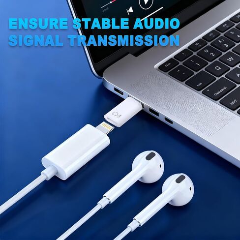 قطعتان من محول صوت USB C ذكر إلى أنثى Lightning Earbuds Audio، محول سماعة رأس من النوع C ذكر إلى Lightning Female متوافق مع iPhone 15/16 Series MacBook iPad Pro/Air/Mini والمزيد in Kuwait