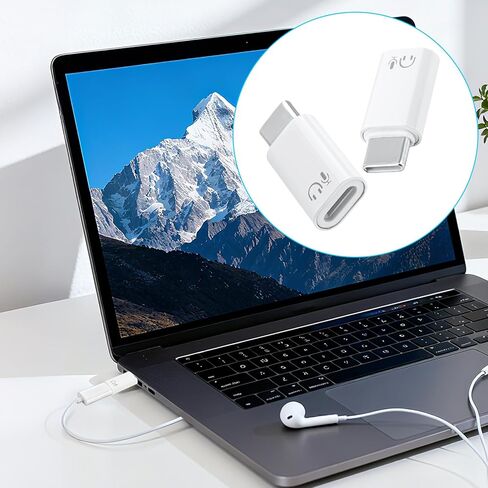 قطعتان من محول صوت USB C ذكر إلى أنثى Lightning Earbuds Audio، محول سماعة رأس من النوع C ذكر إلى Lightning Female متوافق مع iPhone 15/16 Series MacBook iPad Pro/Air/Mini والمزيد in Kuwait
